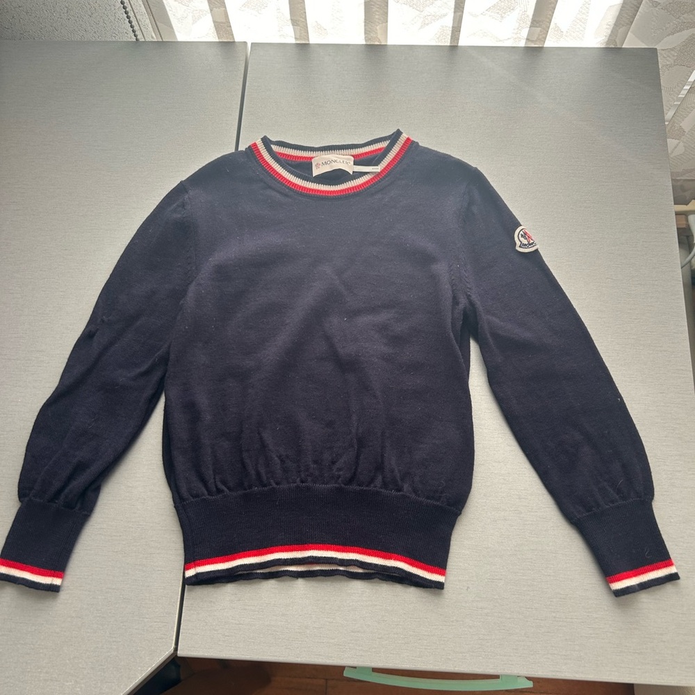 MONCLER 100% wool navy sweater. Sz 5A